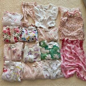 16 Piece Bundle 100% Cotton Baby Girl 3 - 6 Months